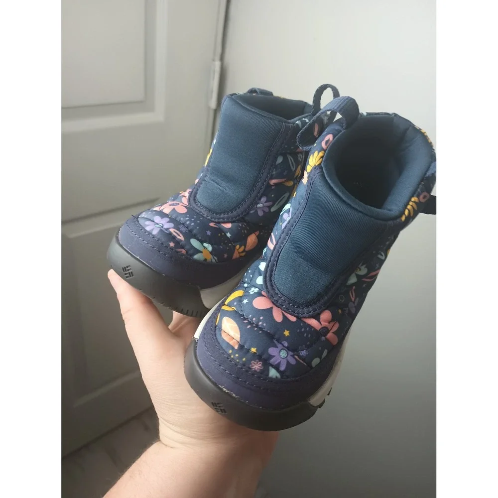 Columbia Toddler Girls Omni-Heat Floral Winter Boots Navy Blue Size 8 BC2238-466